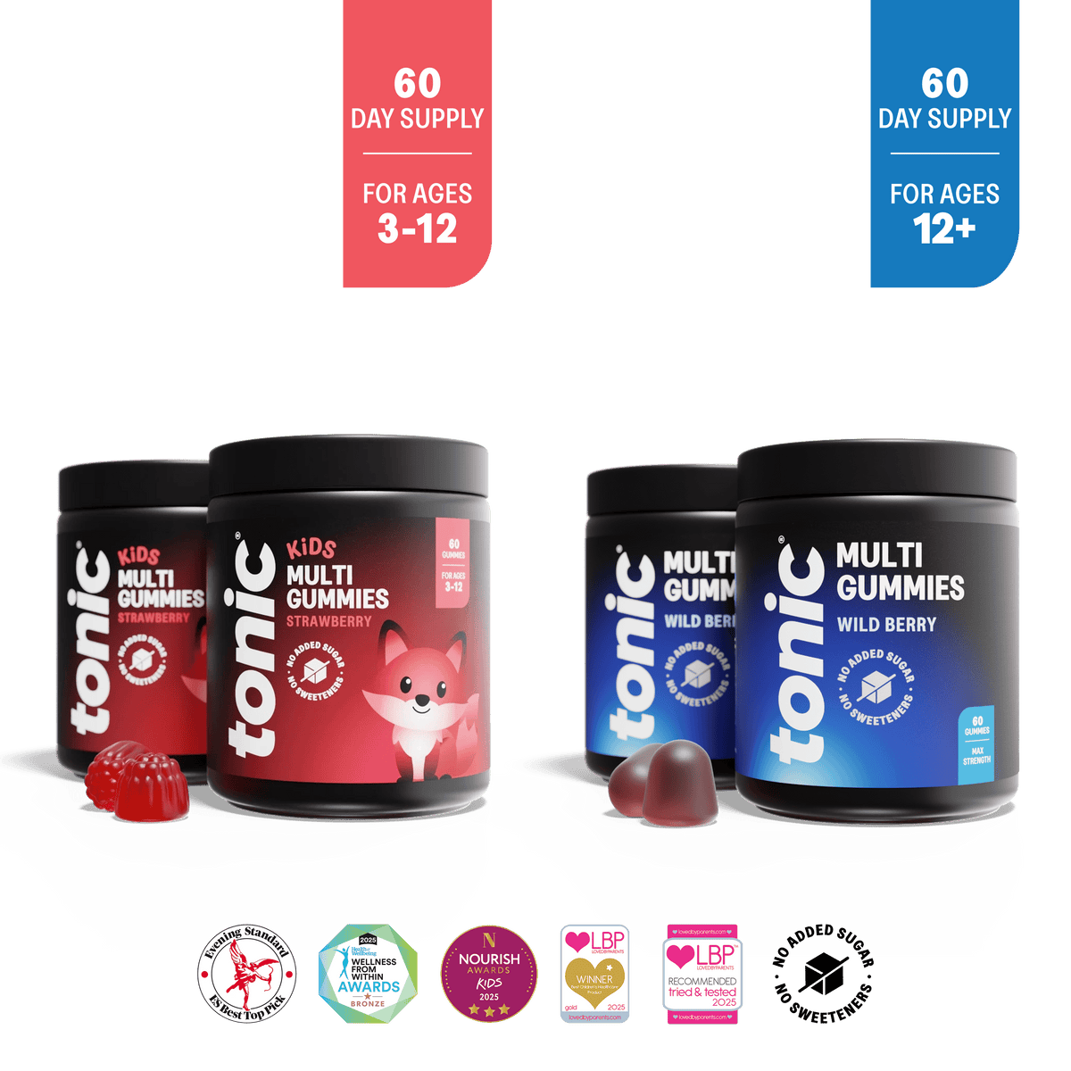 Tonic Health Family Multivitamin Gummies Bundle – 2 Month Supply for Kids & Adults Family Multivitamin Bundle | Kids & Adults | 2 Month Supply | Tonic
