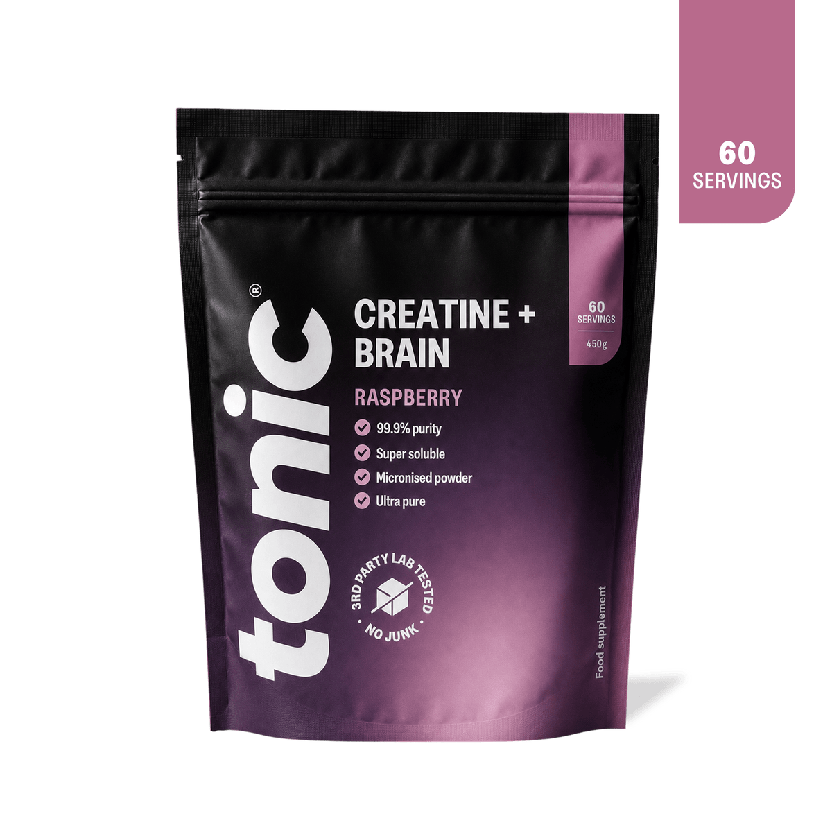 Tonic Health Raspberry Creatine + Brain Creatine Monohydrate Powder | Taurine & Biotin | Tonic Health