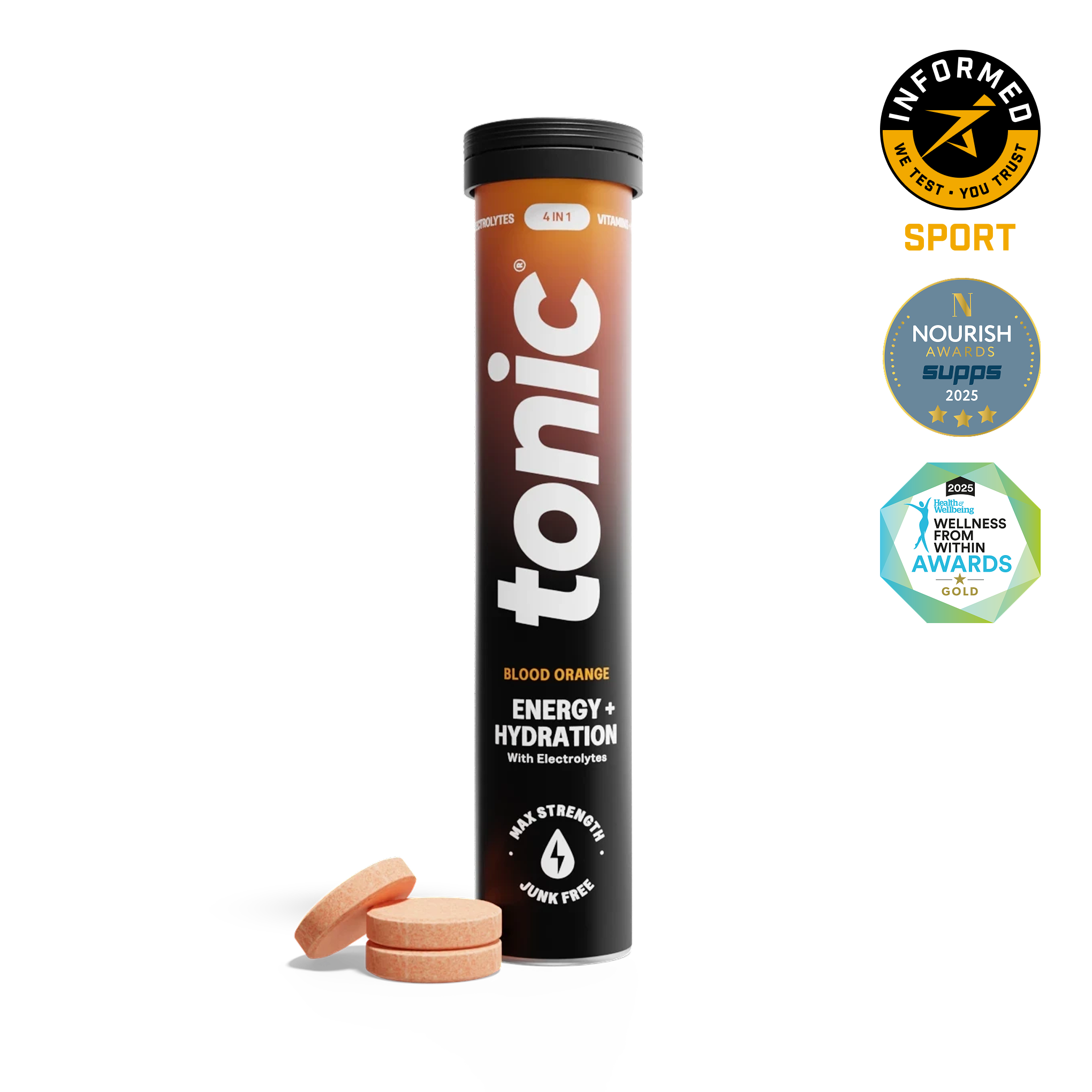 Tonic Health Blood Orange Energy + Hydration | 20 Day Supply | 1 Tube Energy & Hydration - Fuel your energy & hydration | Tonic Health