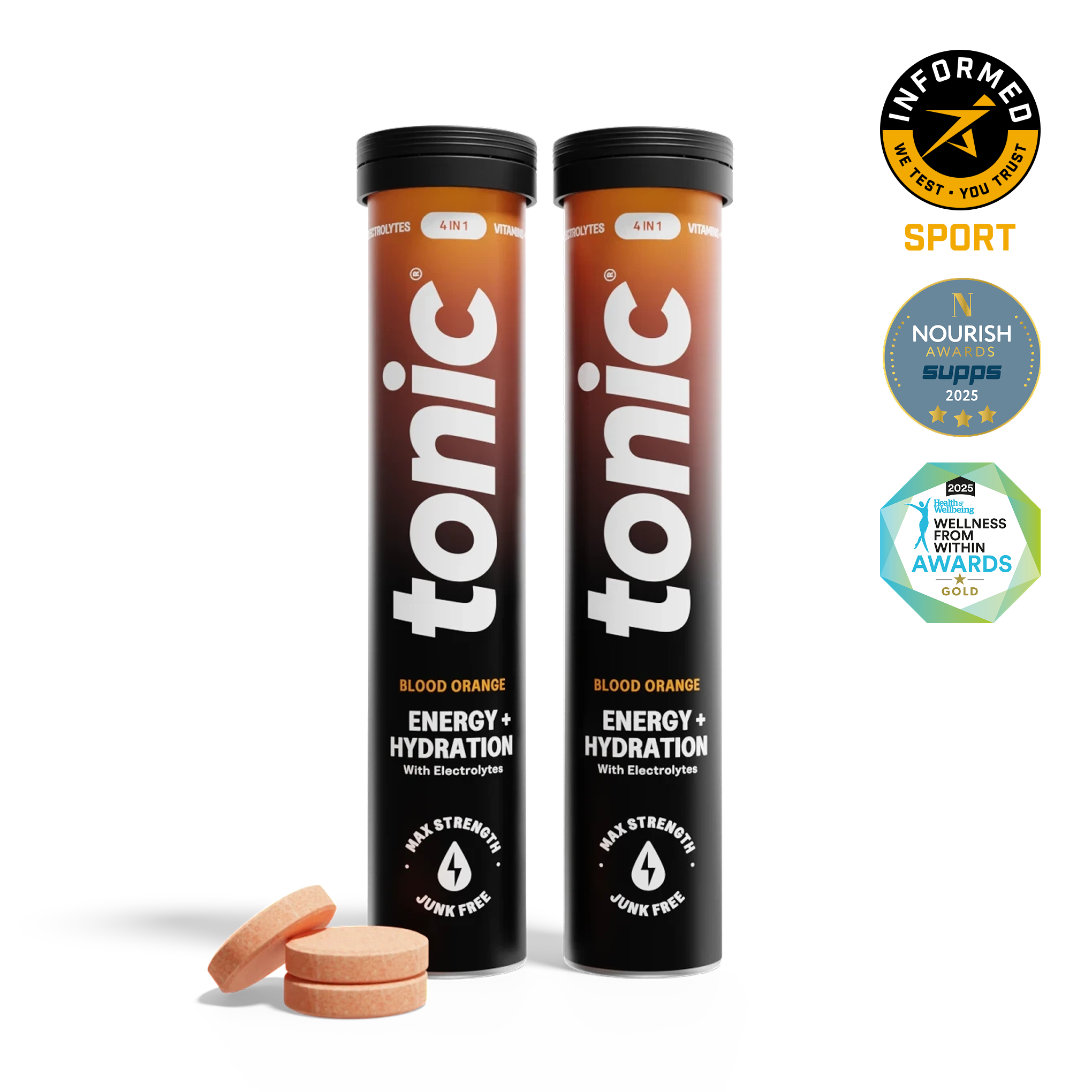 Tonic Health Blood Orange Energy + Hydration | 40 Day Supply | 2 Tubes Energy & Hydration - Fuel your energy & hydration | Tonic Health