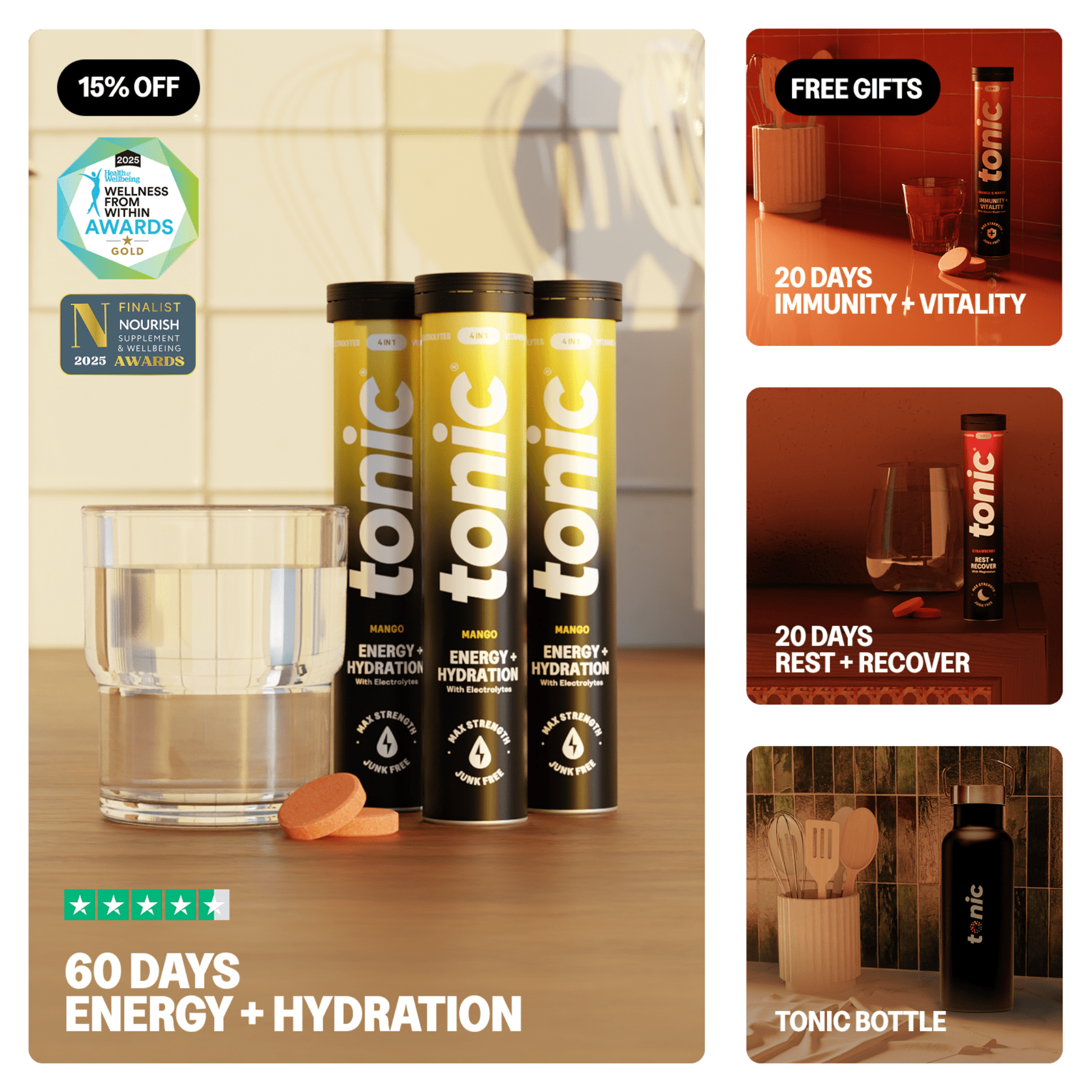 Tonic Health Energy + Hydration - 2 months Energy + Hydration Welcome Pack - Vitamin | Tonic Health