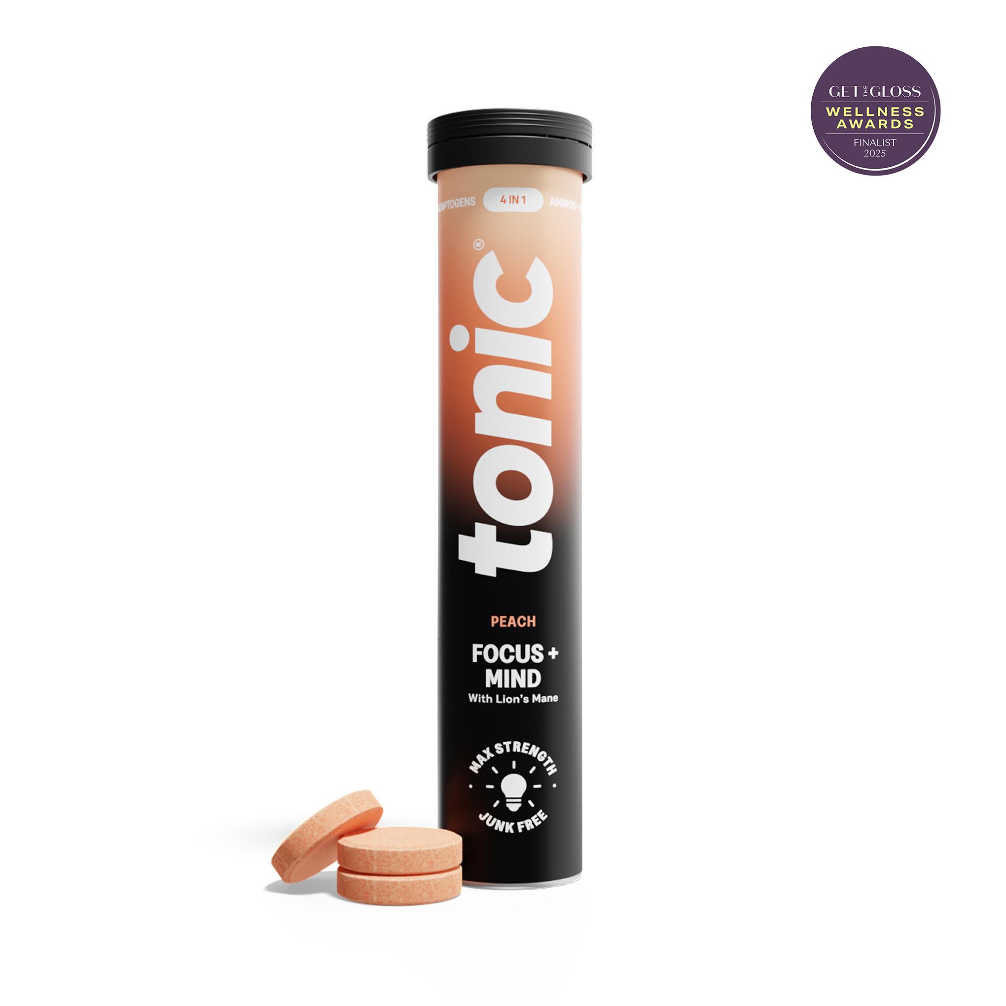 Tonic Health Peach Focus + Mind | 20 Day Supply | 1 Tube Rest & Recover - 4-in-1 Clean Magnesium formula