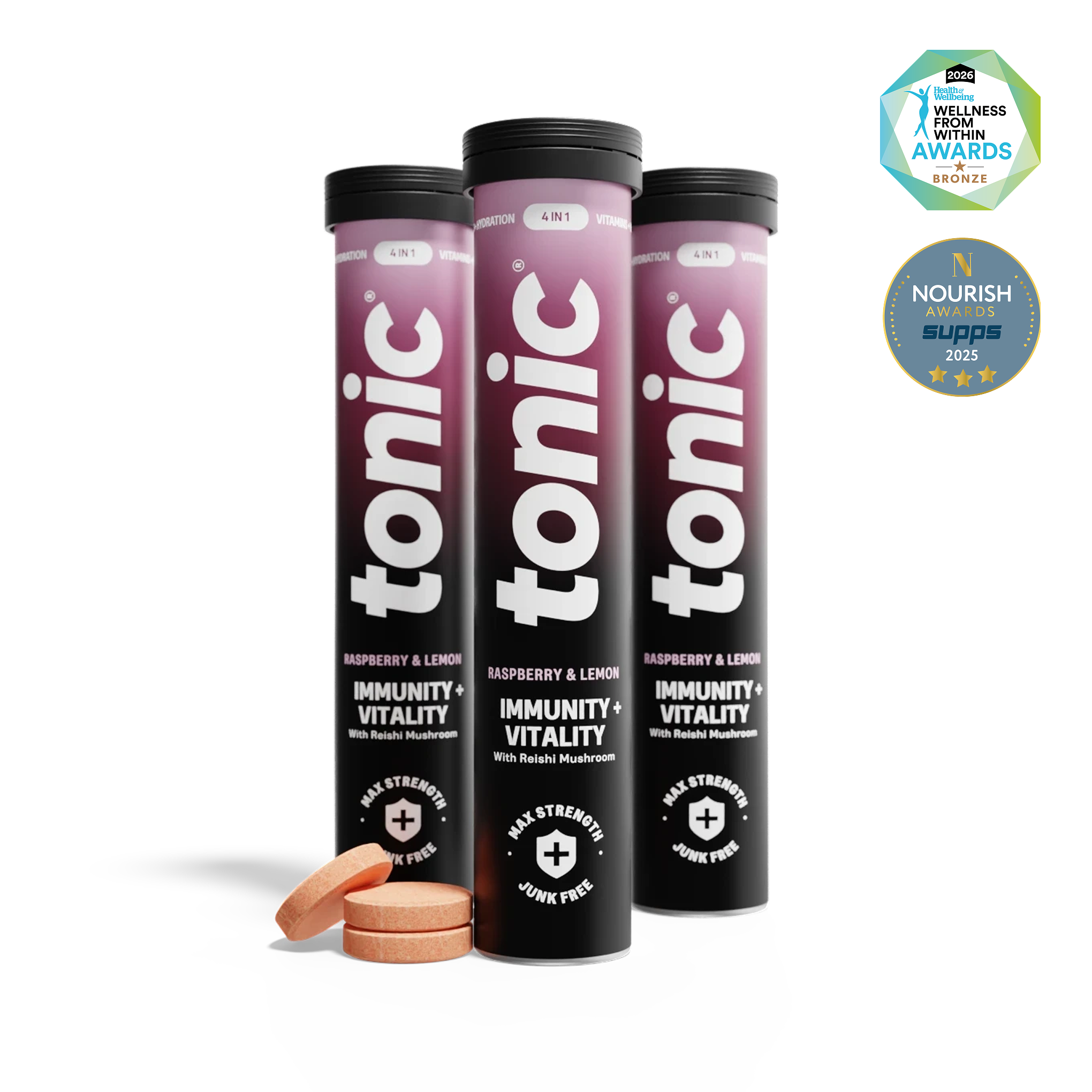 Tonic Health Raspberry & Lemon Immunity + Vitality Daily Immunity - Vegan Health Supplement | Tonic Health
