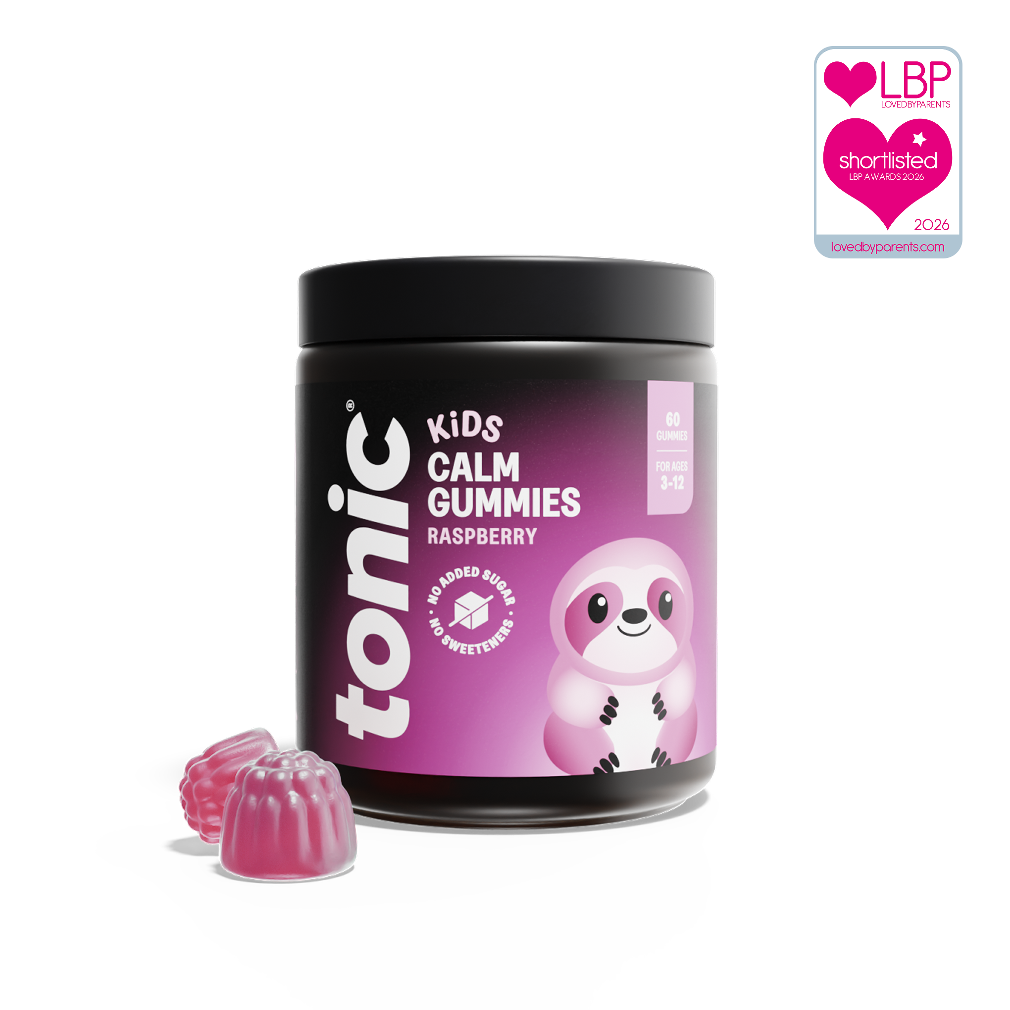 Tonic Health Raspberry Kids Calm | 1 Month Supply | 60 Gummies Kids Calm | 1 Month Supply | 60 Gummies