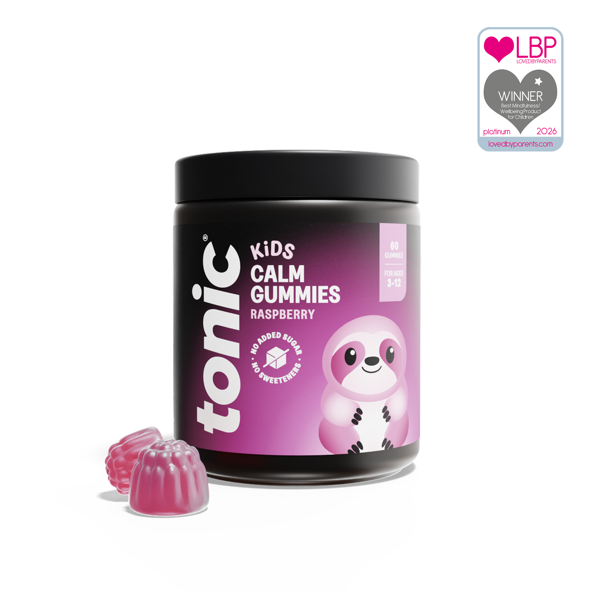 Tonic Health Raspberry Kids Calm | 1 Month Supply | 60 Gummies Kids Calm | 1 Month Supply | 60 Gummies