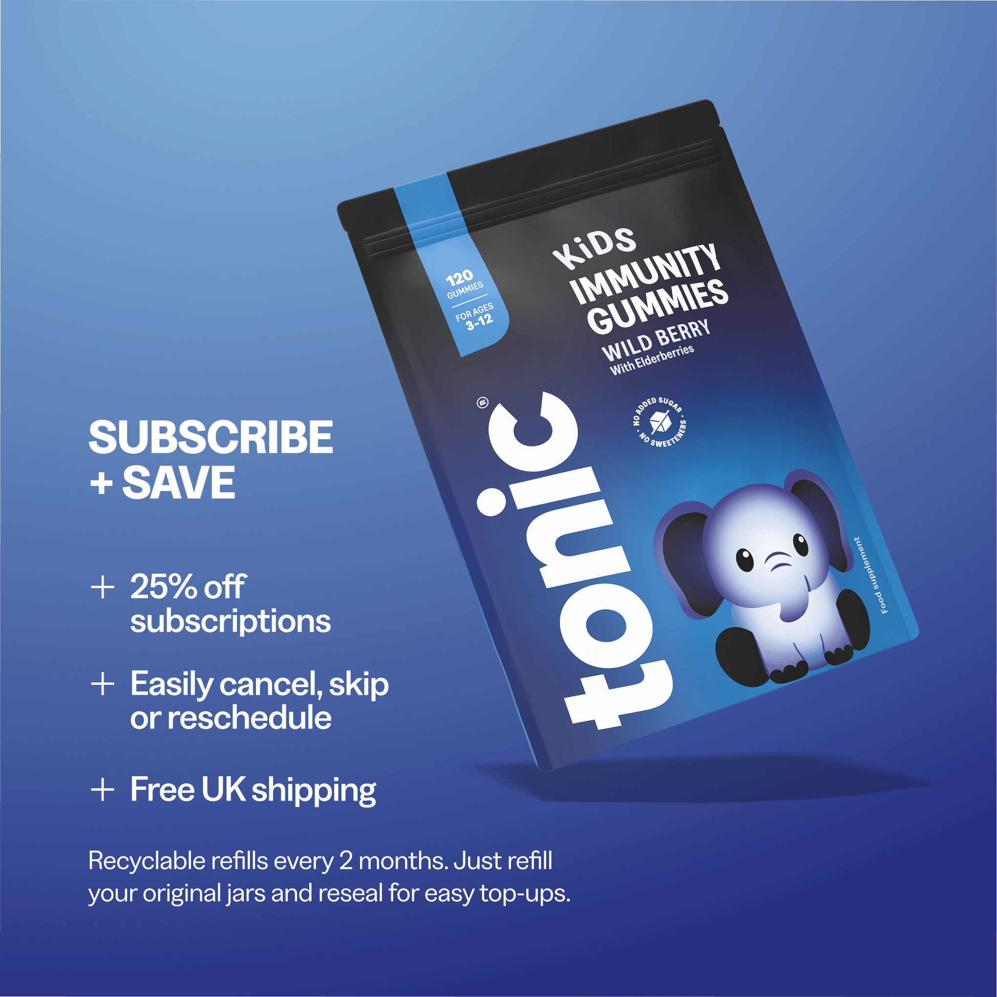 Tonic Health Wild Berry Kids Immunity Gummies - 60 day supply Kids Immunity Gummies