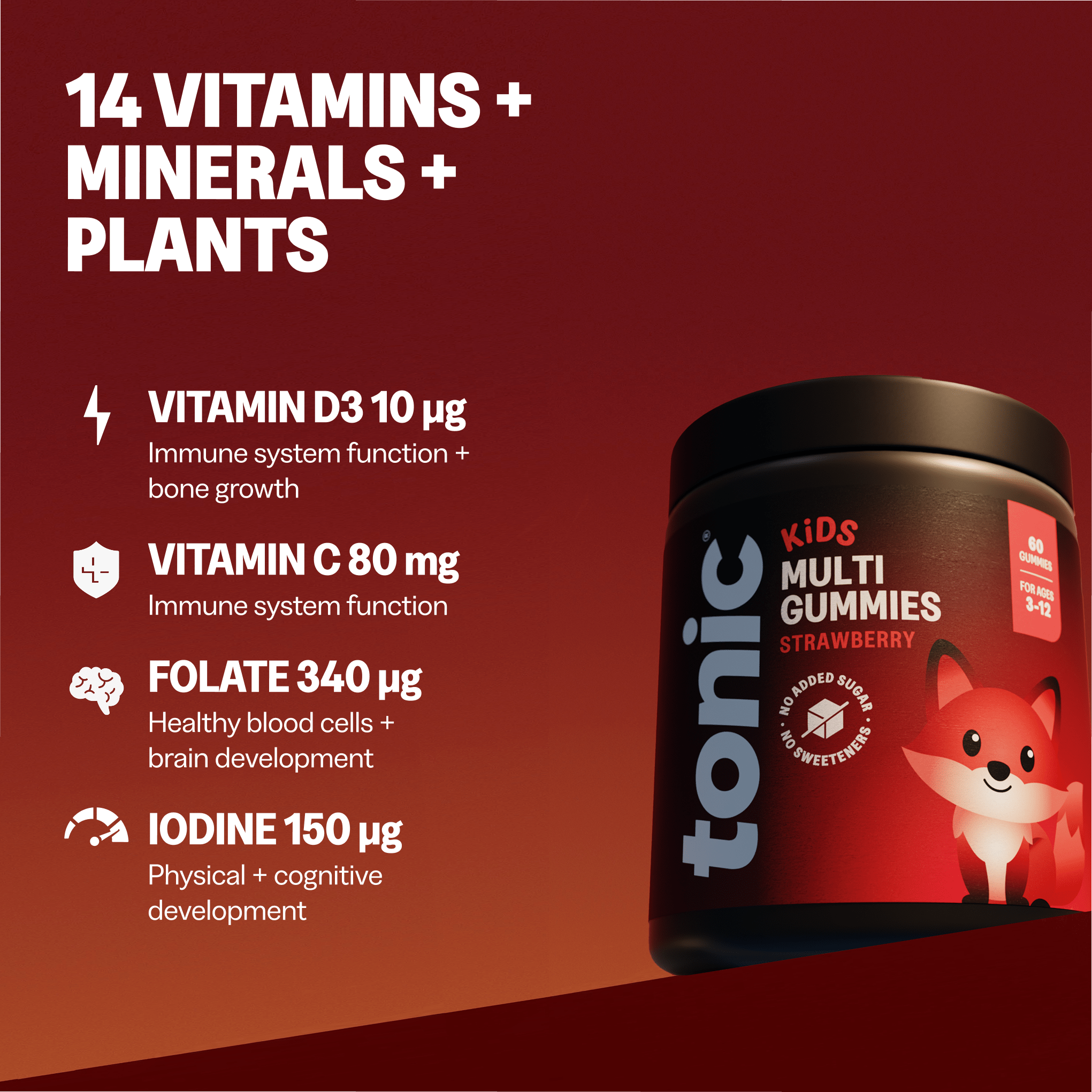 Tonic Health Kids Multi Gummies Tonic Health Kids Multivitamin Strawberry Vitamin Gummies