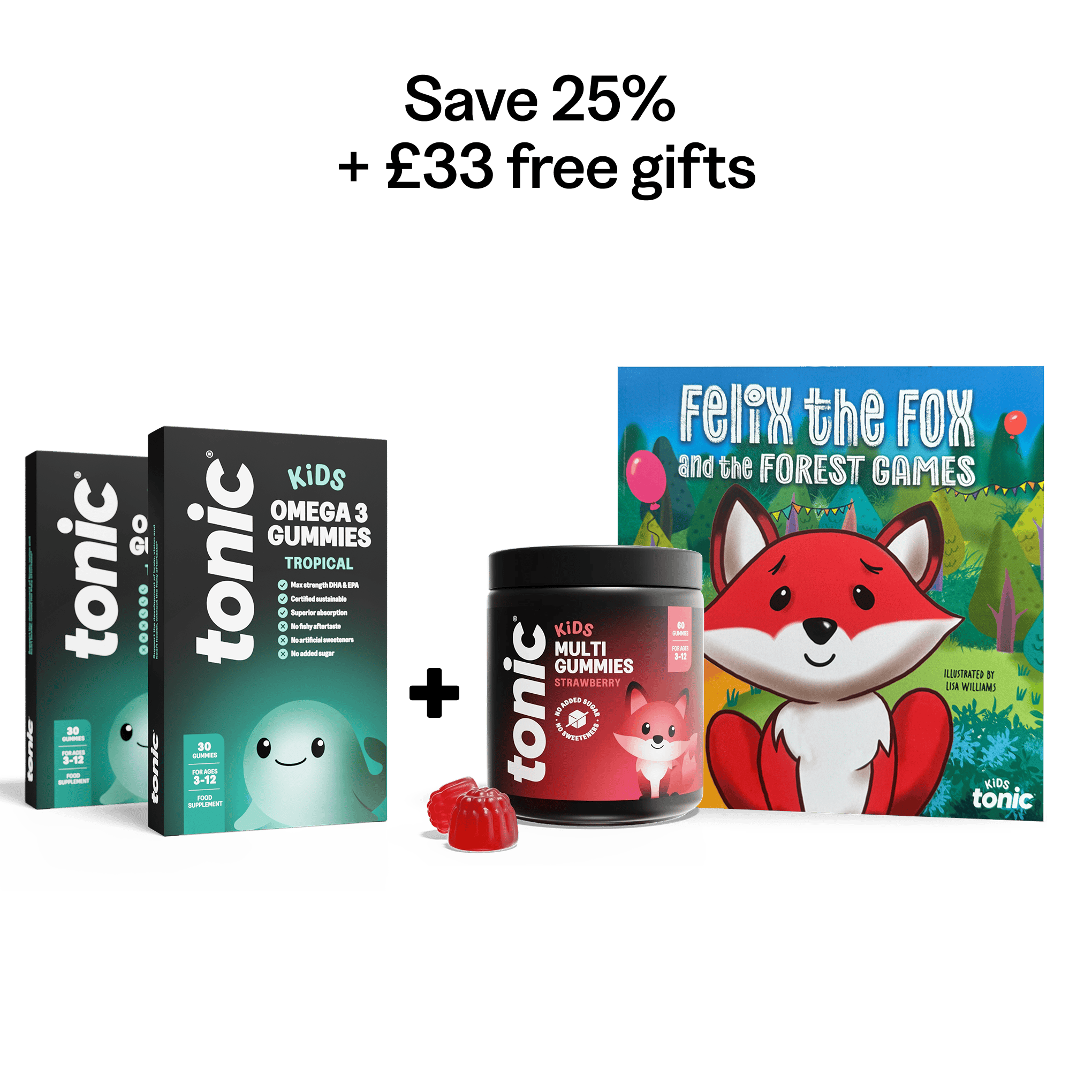 Tonic Health Tropical Kids Omega-3 Gummies - 2 months Kids Omega-3 Gummies - Welcome pack | DHA & EPA for Brain & Vision