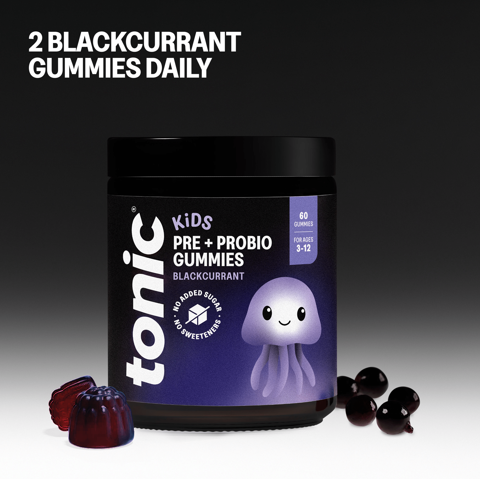 Tonic Health Kids Pre + Probio Gummies | 1 Month Supply | 60 Gummies Tonic Health Kids Pre + Probio Blackcurrant Gummies