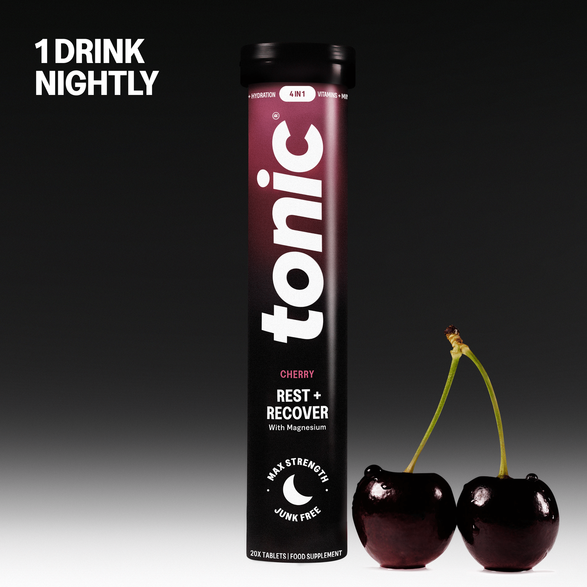 Tonic Health Rest + Recover | 20 Day Supply | 1 Tube Rest & Recover - 4-in-1 Clean Magnesium formula