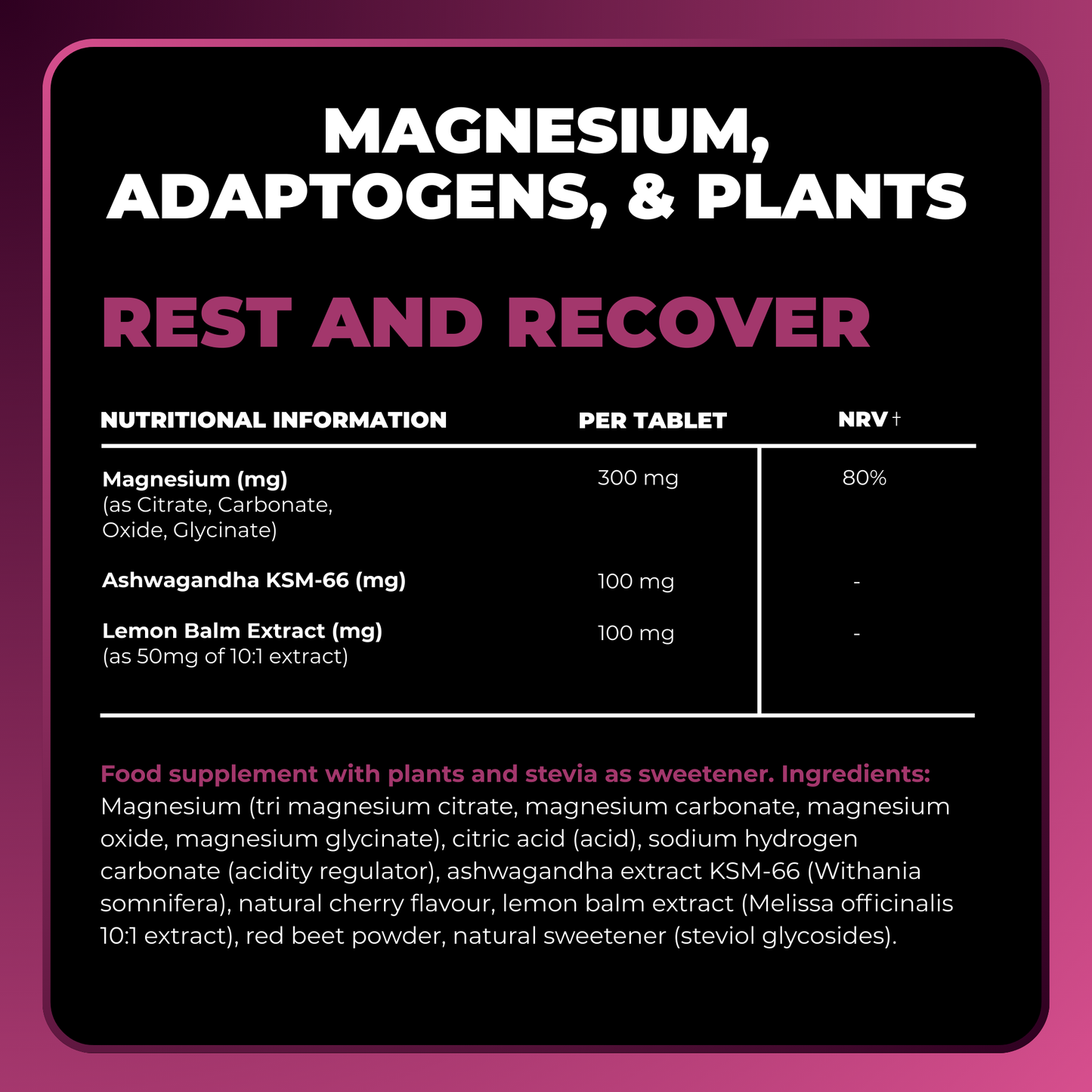 Rest & Recover - 2 months