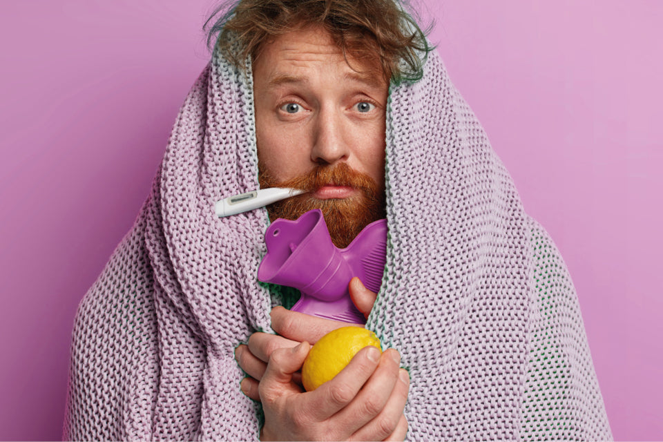 A man suffering from the flu