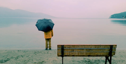 Person protected from the rain