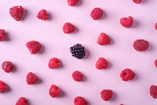 raspberries flat lay 