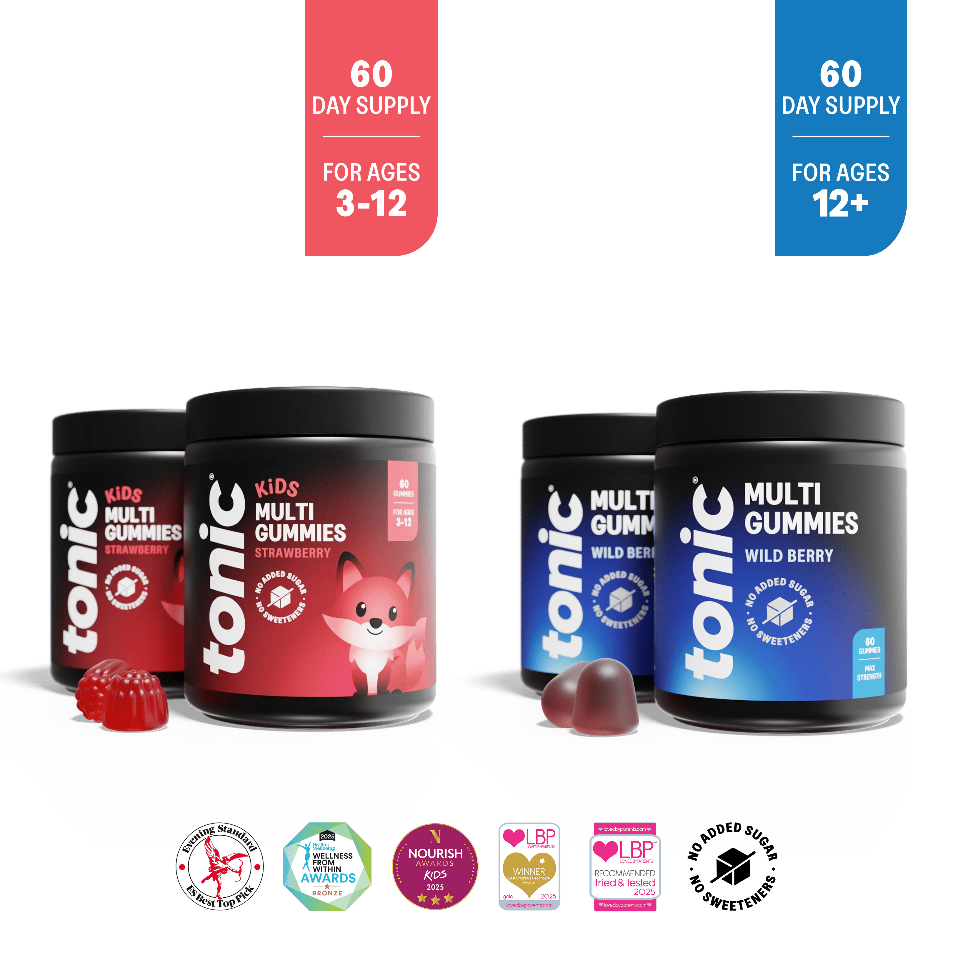 Tonic Health Family Multivitamin Gummies Bundle – 2 Month Supply for Kids & Adults Family Multivitamin Bundle | Kids & Adults | 2 Month Supply | Tonic