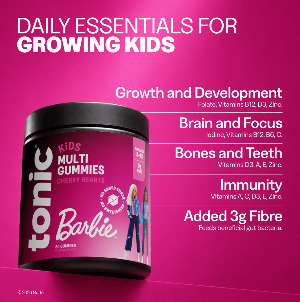 Tonic Health Barbie Barbie™ Kids Multi Gummies offer Tonic Barbie™ Kids Multivitamin Gummies | Cherry Hearts | Tonic Health