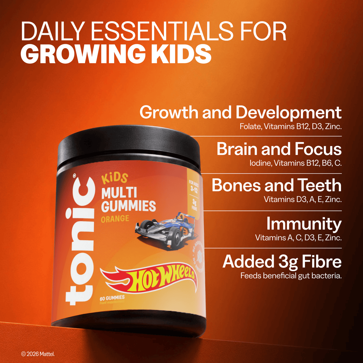 Tonic Health Hot Wheels Hot Wheels™ Kids Multi Gummies offer Tonic Hot Wheels™ Kids Orange Multivitamin Gummies | Tonic Health