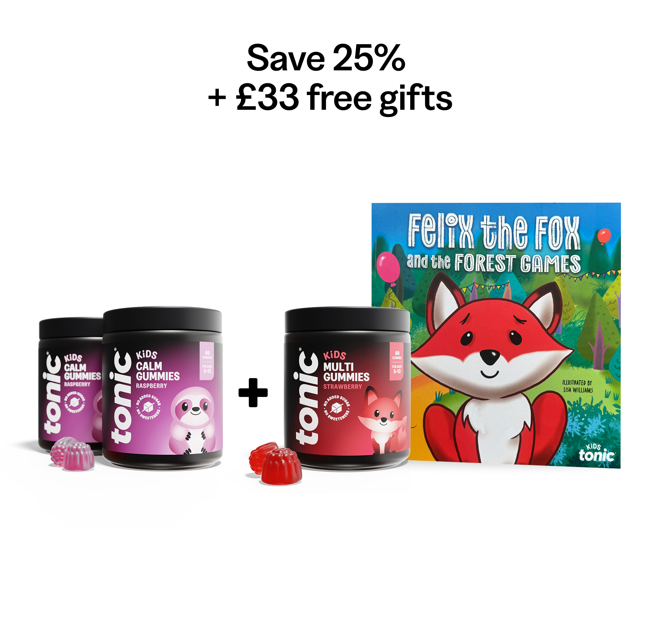 Tonic Health Welcome pack Raspberry Kids Calm Gummies - 2 months Kids Calm Gummies | Children’s Magnesium, Natural Sleep & Anxiety Support