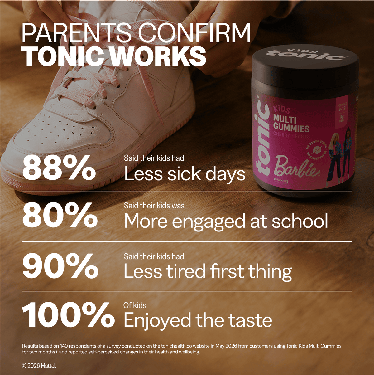 Tonic Health Barbie Barbie™ Kids Multi Gummies offer Tonic Barbie™ Kids Multivitamin Gummies | Cherry Hearts | Tonic Health