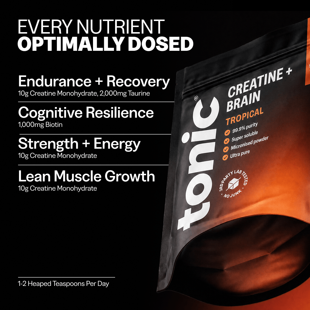 Tonic Health Creatine + Brain Creatine Monohydrate Powder | Taurine & Biotin | Tonic Health